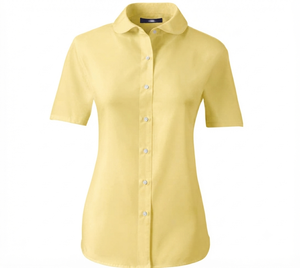 Uniformes scolaires personnalisés pour filles de maternelle et primaire : Blouse blanche moderne à col Peter Pan, manches courtes, design élégant pour - Product Image 5