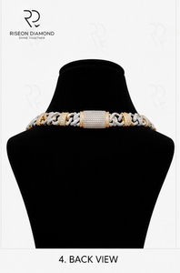 Premium Cuban link <b>necklace</b> pavé set lab grown diamonds two tone gold finish secure box clasp bold hip hop fashion timeless - Product Image 2