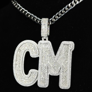Iced Out Moissanite Personalized <b>Initial</b> Letter <b>Pendant</b> 925 <b>Silver</b> 18K Gold Plated Hip Hop Bling Necklace Pass Diamond Tester - Product Image 4