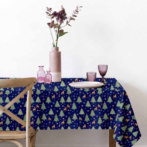 New Christmas Printed Design <b>Table</b> Cloth 100% Cotton Soft Quality Navy Blue With Tree Pattern <b>Table</b> Cloth <b>for</b> Home Decor - Product Image 1