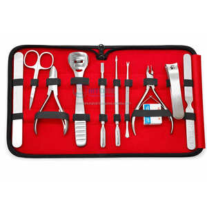 Ensemble professionnel de manucure et pédicure en acier inoxydable 18-en-1, kit complet de soins des ongles et des pieds avec étui à fermeture éclair rouge, vente en gros - Product Image 4