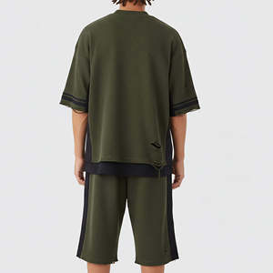 Factory Price High Quality Men T-<b>shirt</b> Shorts Set <b>Polyester</b> Cotton Unisex High Street Casual Summer Fashion Breathable Print - Product Image 5