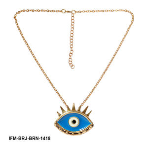 Collier pendentif œil chrétien en laiton fait main, résistant au ternissement, émail bleu, protection, bijoux minimalistes pour fiançailles et usage quotidien - Product Image 1