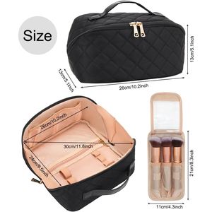 Borsa da Viaggio per Trucco di Grande Capacità per Donne, Impermeabile, Portatile, con Scomparto Separato per Pennelli - Product Image 3