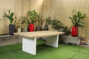 Modern Minimalist Concrete <b>Dining</b> <b>Table</b> with Solid <b>Wood</b> Base Lightweight Luxury <b>Dining</b> Furniture for Home and Villa - Product Image 4