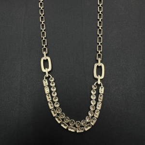 Collar de oro amarillo de 18k, collar de diamantes de varias hebras, collar con eslabones de diamantes redondos, collar llamativo, joyería fina - Product Image 5