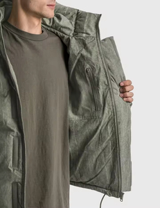 Men's Olive Green Puffer <b>Jacket</b> Stand Collar Windproof Casual Winter Thick Down Filled Zipper Closure Regular <b>Sleeve</b> <b>Short</b> Lengt - Product Image 4