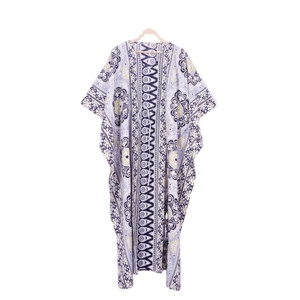 Venta caliente marca Kaftan nueva llegada mujeres manga larga noche musulmán islámico Kaftan ropa Africana nuevo estampado algodón caftán - Product Image 1