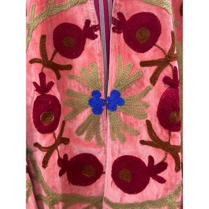 Hand Embroidered Velvet <b>Jacket</b> Women Full Sleeve Turn-down Collar OPEN Closure Autumn Bohemian Heart Pattern Coat - Product Image 4