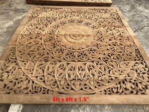 Paneles Decorativos de Madera de Teca Tallada de 8 pies, 100% Hechos a Mano, Alta Resistencia, Ecológicos, Decoración Clásica Tailandesa para el Hogar - Product Image 3