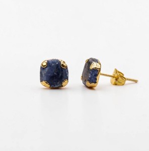 Raw Cushion Shape Gold Electroplated <b>Studs</b> <b>Earrings</b> Jewelry - Wholesale Handmade <b>Studs</b> for Men and Women - Product Image 3