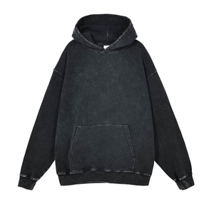 Sweat à capuche unisexe personnalisé, 100% coton épais, coupe oversize, délavé à l'acide et au sel, style streetwear vintage, épaules tombantes, vierge - Product Image 1