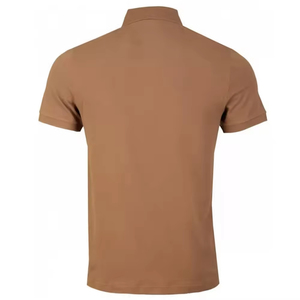 Chemise à manches courtes pour homme, coupe classique, bleu marine avec bordure contrastée rouge, style décontracté, tissu tricoté 100% coton, logo sur le devant - Product Image 3