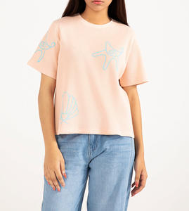 Camisetas de Verano de Alta Calidad al por Mayor, 220 g/m², Hombros Caídos, 100% Algodón Pesado para Mujer - Product Image 6