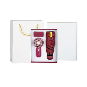 Souvenirs de mariage estivaux promotionnels : Ensemble cadeau mini éventail et parapluie personnalisé avec logo d'entreprise pour invités, idéal pour les anniversaires et fêtes. - Product Image 1