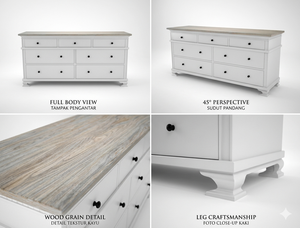 Commode en teck massif Remodern à 7 tiroirs, durable, écologique, minimalisme architectural audacieux, finition naturelle, chambre à coucher moderne - Product Image 5