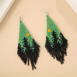 Pendientes de Borla con Cuentas Hechas a Mano, Adorno de Flores Pequeñas Miyuki, Joyería Personalizada de Nuevo Diseño - Product Image 6