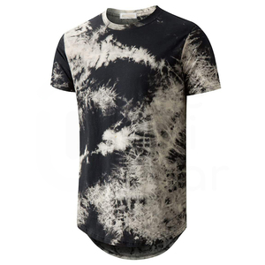Camiseta Tie Dye para Hombre, Manga Corta, Cuello Redondo, Corte Regular Informal, Tejido Largo con Patrón, Negro y Blanco - Product Image 4