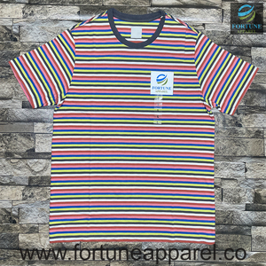 เสื้อยืดคอกลมแขนสั้นผู้ชายผ้าเจอร์ซีย์คอตตอน 100% ระบายอากาศได้ดี ไม่หดตัว เป็นมิตรกับสิ่งแวดล้อม น้ำหนัก 220 กรัม พิมพ์ลายทาง - Product Image 1