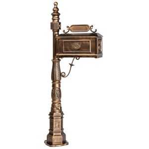 Cassetta Postale Decorativa Grande in Bronzo Anticato con Palo, Robusta in Alluminio Pressofuso, Stile Moderno, con Chiavi, Serratura e Targhetta per Indirizzo - Product Image 5