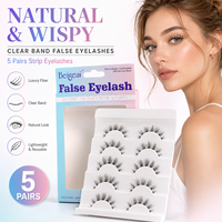 Cils artificiels de luxe haut de gamme faits à la main, effet naturel, réutilisables, en matériau PBT, 5 paires pour usage quotidien, bande invisible