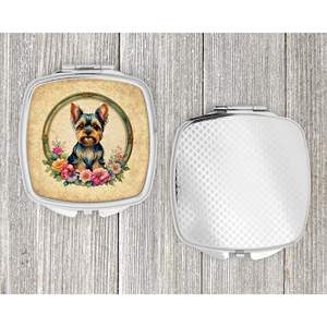 Yorkshire Terrier Fleurs Miroir de maquillage de voyage compact Cadeau de conception de poche pliant pour femmes et filles - Product Image 4