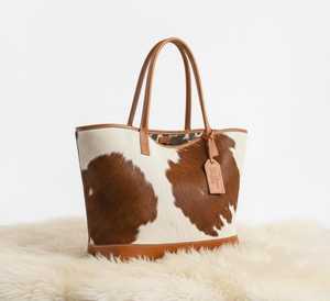 Bolso Tote de Cuero Marrón Genuino para Mujer, con Cierre de Cremallera, Regalo de San Valentín, Bolso de Compras LTB-0474 - Product Image 1