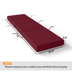 Cuscino per Chaise Longue da Esterno Rosso 53x183 cm, Spessore 10 cm con Lacci per Mobili da Giardino - Product Image 3