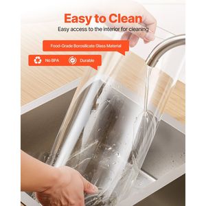 Dispenser per Bevande da 3,5 Galloni con Rubinetto in Acciaio Inox, Dispenser per Succhi in Vetro, Supporto in Legno, Kit per Feste con Ghiaccio - Product Image 6