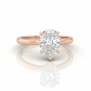 Anillo de Diamante Cultivado en Laboratorio Chapado en Oro Rosa de 9K, Corte Pera, Solitario, Certificado IGI, Anillo de Compromiso Moderno para Mujer - Product Image 1