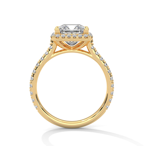 GRA Certified Wedding Jewelry Comes With Brilliant Princess Cut Lab Grown Diamond <b>Ring</b> <b>Crafted</b> From Solid 14K Yellow Gold - Product Image 3