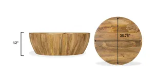 Table basse ronde en bois massif, style rustique, pour entrée, salon, chambre, hôtel - Product Image 6