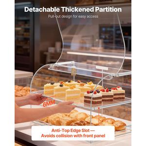 Vitrina Comercial de Dos Niveles para Panadería, Gabinete de Acrílico Transparente para Pastelería, Caja de MDF para Pasteles para Mostrador, Ideal para Centros Comerciales y Fiestas - Product Image 5