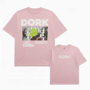 T-shirt rose oversize avec impression photo, manches courtes, col rond, décontracté, en jersey de coton pour homme - Product Image 1