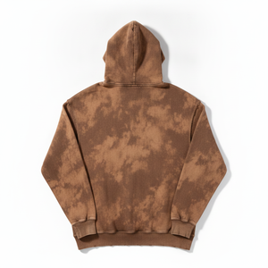 Oversized <b>Brown</b> <b>Tie</b>-Dye Cotton Hoodie Men Casual French Terry Pullover Sweatshirt with Front Pocket Winter Wear Fit - Product Image 5