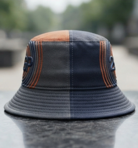 Chapeau Bob en Toile Éponge de Polyester Brodé, Design Color Block, Unisexe, Style Urbain, Printemps-Été, Décontracté, Polyvalent Pêche/SKI - Product Image 2