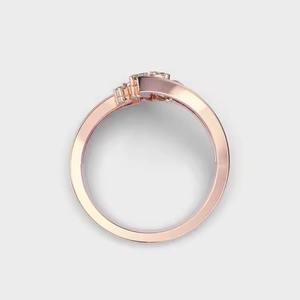 Anillo de Compromiso de Plata de Ley 925 con Circonita Cúbica de Estilo Real, Diseño Floral Único con Engaste de Garra y Banda de Doble Hilera - Product Image 6