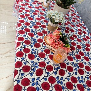 Handcrafted Block Printed 100% Cotton <b>Tablecloth</b> Sustainable Elegant Wedding Dining Premium Quality Table Cover Home Decor - Product Image 5