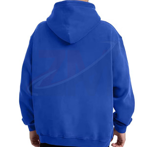 Nuevas sudaderas con capucha lisas de felpa 100% algodón, 400 GSM, color azul, OEM y ODM, para ropa de punto universal para hombre, al por mayor. - Product Image 2