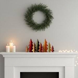 Ensemble de décorations de Noël en bois découpées au laser, décorations de table minimalistes, thème hivernal multicolore, trio - Product Image 6