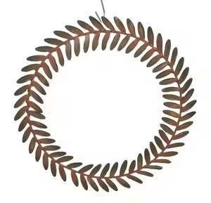 Handcrafted Metal Wire Indoor Christmas <b>Wreath</b> Decoration Hanging Garland for Front Door Party Display with Ornament - Product Image 1