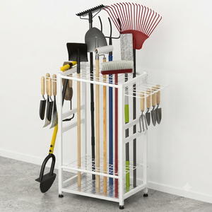 Étagère de rangement métallique noire à trois niveaux au design élégant avec roulettes pour outils de garage, type sur pied, multifonctionnelle - Product Image 4