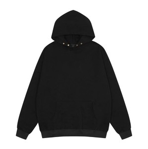 Sweat-shirt à capuche noir surdimensionné pour homme, décontracté, en coton French Terry, avec poche, coupe classique, pour l'automne - Product Image 1
