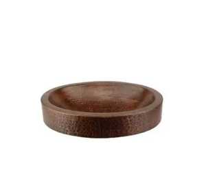 Lavabo redondo de cobre martillado con asas laterales, lavabo de baño de bronce antiguo, lavabo artístico sobre encimera para casa de campo - Product Image 2