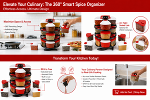 Multi-Functional Rotating Kitchen <b>Spice</b> Rack Organizer with 12 Glass Seasoning <b>Jars</b> 360° Rotatable <b>Spice</b> Storage Rack - Product Image 4