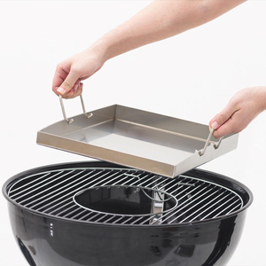 Plateau à charbon rectangulaire en métal pour barbecue, plateau d'insertion robuste pour grillades en extérieur - Product Image 2