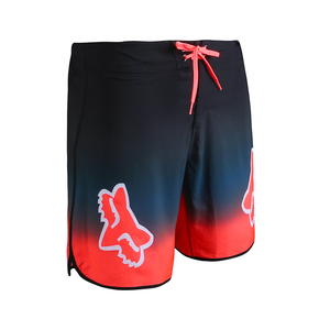 Short de bain dégradé pour homme Fox avec cordon de serrage, séchage rapide, décontracté, imprimé rouge et noir, 100 % coton, personnalisable - Product Image 3