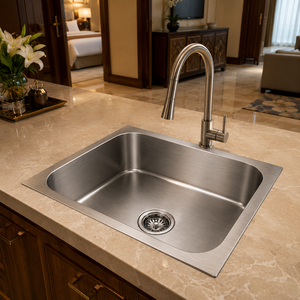 Brushed Stainless Steel <b>Kitchen</b> <b>Sink</b> Single Bowl Countertop Basin - Product Image 6