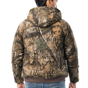 Veste de chasse en toile solide pour homme, design zippé, plusieurs poches de rangement et poignets ajustables, activités de camping et de plein air - Product Image 2