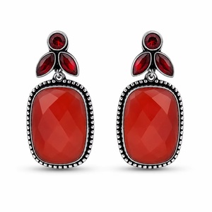 Boucles d'oreilles pendantes en quartz plaqué argent antique oxydé de haute qualité, bijoux ethniques pour femmes pour les soirées - Product Image 6